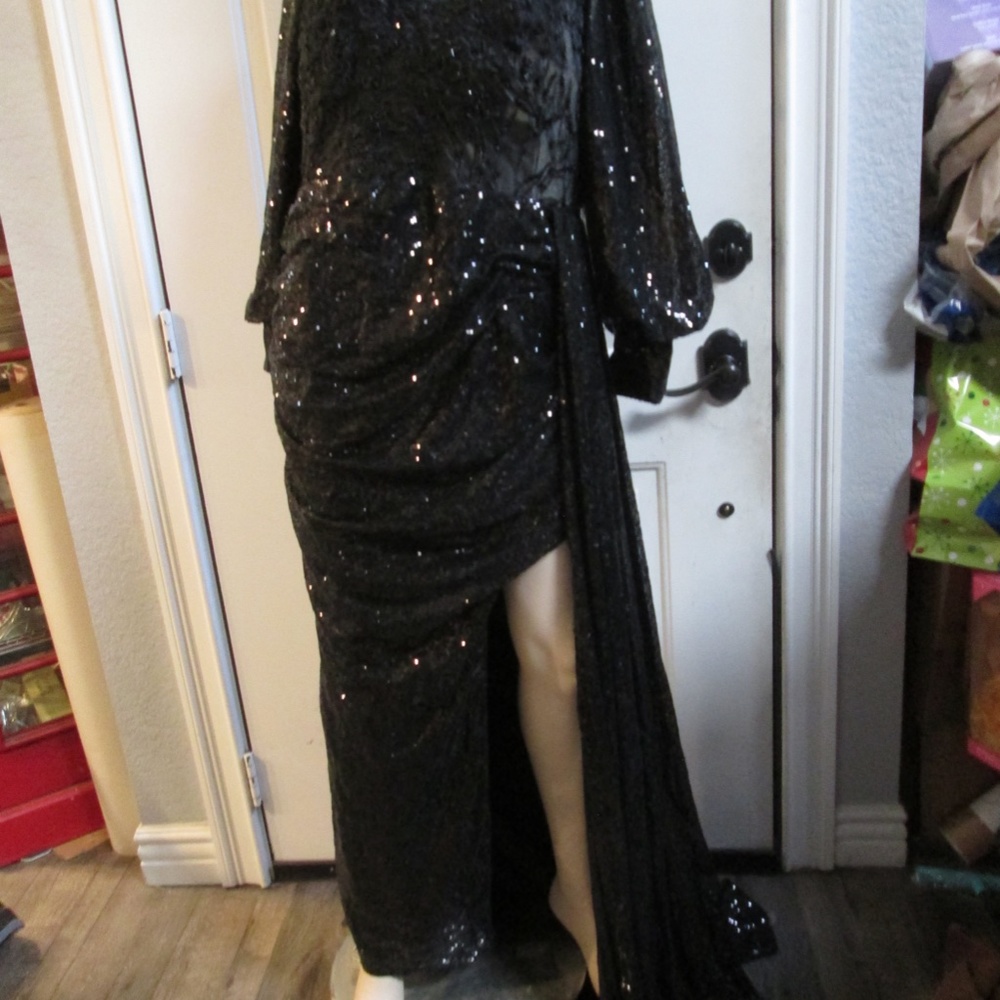 new BABYONLINE Black party sequins black floor length dress Sz 3X